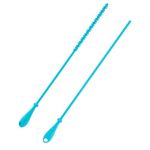 2pcs Silicone Straw Brush, 9.45 Inch Extra Long Cleaner Brush Washable Water Bottle Straw Cleaner Pipe Cleaners Crevice Brush Kitchen Cleaning Tool (Blue)