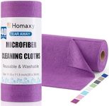 Homaxy Microfiber Cleaning Cloth Roll, 40 Pack Reusable Tear Away Towels, 11.8" x 11.8", Ultra Absorbent and Lint Free Cleaning Rags Towels for Car, House, Kitchen, Purple