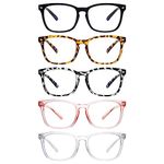 ZONLON 5 Pack Reading Glasses for Women Men Blue Light Blocking Spring Hinges Fashion Lightweight Computer Readers (5 Multicolor, 2.25, multiplier_x)