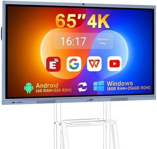 JYXCN 65" Smart Board, UHD 4K Interactive Digital Whiteboard Smartboard Android 11 & Windows 10 Dual System 8+256 GB & 20MP Camera | Touchscreen Electronic Smart Boards for Classroom Office Home