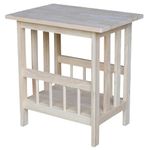 International Concepts 9836 Mission Magazine End Table, Unfinished