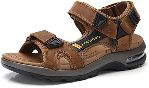 Sandales pour hommes en cuir à bout ouvert sandales de randonnée sandales de sport d'été en plein air (couleur : marron clair, taille : 42)