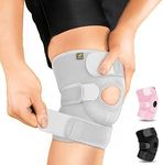 BRACOO Adjustable Compression Knee Patellar Pad Tendon Support Sleeve Brace for Men Women - Arthritis Pain, Injury Recovery, Running, Workout, KS10 (Grey)