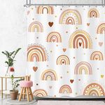 Ufeela Boho Rainbow Shower Curtain for Girl 60Wx72L Inch Kids Abstract Colorful Cartoon Love Heart Cute Lovely Watercolor Modern Shower Curtain Bathroom Set Bath Curtain Bathtub Accessories Home Decor