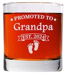 CARVELITA Promoted To Grandpa Est 2024 Whiskey Glass - 11oz Old Fashioned Bourbon Rocks Glass - First Time Grandparents Gifts - Grandparent Announcement - New Grandparent Gifts First Time, Papa To Be