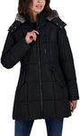 Nautica Women's Heavyweight Puffer Jacket with Faux Fur Lined Hood, Black, Medium