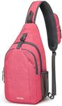 G4Free Sling Bag RFID Blocking Sling Backpack Crossbody Chest Bag Daypack for Hiking Travel(Red)