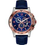 NAUTICA Men's Blue Leather Band Steel CASE Quartz Analog Watch NAI19502G