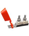 Dual Studs MRBF Terminal Fuse Block with Fuse, 200A 58V Compact Marine Rated Battery Fuse 5/16" (M8)