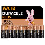 Duracell Plus AA Batteries (12 Pack) - Alkaline 1.5V - Up To 100% Extra Life - Reliability For Everyday Devices - 0% Plastic Packaging - 10 Year Storage - LR6 MN1500