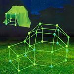 Upgraded -Fort Building Kit, Glow in the Dark 130 Pcs Construction Toys Stable Building Kit for Kids Indoor Outdoor STEM DIY Play Tent