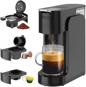 YLSD 3-in-1 Capsule Coffee Machine for Original Capsule, Dolce Gusto & Ground Coffee, 3S Fast Heating Single-Serve Automatic Espresso Coffee Machine, 0.8L Tank, 20 Bar Pressure, 1450W (Black)