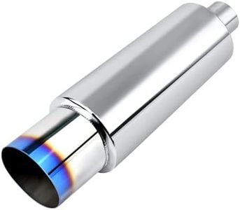 EVIL ENERGY Exhaust Muffler, Stainless Steel Exhaust Tip, Universal 18.5" Length (Burnt, 3'' Inlet 4'' Outlet)