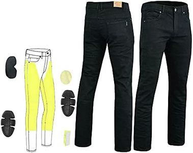 Bikers Gear Australia Men's Black Stretch Comfort Fit Kevlar Lined Motorcycle Jeans with Removable CE Armour, Size 34