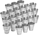 Kicko 24 Pack Large Galvanized Metal Buckets with Handles - 5 x 4.5 Inches Unique Goody Baskets, Party Favors, Party Accessories and Decorations