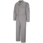 Bulwark Flame Resistant 6 oz Cotton/Nylon Excel FR ComforTouch Regular Deluxe Coverall with Concealed Snap On Cuff, Grey, Size 34