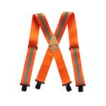 Melo Tough Reflective Safety Suspenders|Work Suspenders with Hi Viz Reflective Strip Hold Up Tool Belt Suspenders(Hi Viz orange)