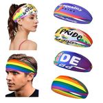 Stretchy Headband, Unisex Soft Sweat Band Hair Band Head Strap Scarf Wrap Bandana for Running Fitness Yoga Cycling GYM Basketball Under Helmet Liner Sports Headwear,Rainbow*4