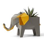 HAUCOZE Succulent Planter Elephant Gifts Decor Modern Sculpture Statue Animal Figurine Geometric Crafts Arts Polyresin Flower Pot 18cm