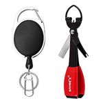 SAMSFX Fishing Quick Knot Tying Tool 3.7" Large Size 4 in 1 Mono Line Clipper with Zinger Retractor Combo (Oval Zinger & Black Knot Tool)