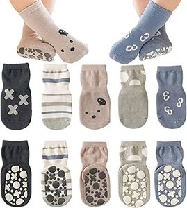 CHOUYOUAGIAN Baby Non Slip Socks Toddler Non-Skid Ankle Socks with Grips Anti-Slip Crew Cotton Floor Socks Girls Boys (1~3T)