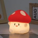 Rytinazzz Mushroom Lamp, Cute Mushroom Night Light, 2 Levels Dimmable Mushroom Night Lamp, LED Squishy Night Light for Kids Sleep, Rechargeable Bedside Touch Silicone Lamp, Unique Dorm Decor Gift Toy.