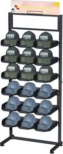 Lhysn Large Hat Hanger Freestanding, 6 Tier Adjustable Ball Cap Storage Organizer With 18 Plate Tray, Standing Coat Rack, Commercial Home Use, Black Metal