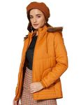 Amazon Brand - Symbol Polyester Women's Quilted Standard Length Jacket (Symaw20Jk003_Mustard_Large)