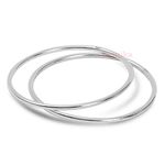 Parnika (Formerly MJ 925 Plain Round Hollow Unisex Kada Bangle in Pure 92.5 Sterling Silver for Girls Women Boys Men | With Certificaite of Authenticity | Chandi ka Kada | (1 Piece, 60 mm)