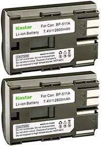 Kastar 2 Pack Battery for Canon BP-511A BP-511 BP511 Battery and Canon EOS Digital Rebel, EOS D-Series, Pro Series, ZR Series, EOS Kiss, FV-Series Cameras