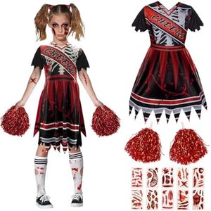 Deguisement pompom girl Zombie，Cheerleader Costume Femme，Costumes de Cheerleader d'Halloween，Deguisement Halloween Enfant Fille，Convient pour les fêtes de Carnaval d'Halloween ou Cosplay （M）