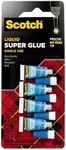 Scotch Super Glue Liquid, 4-Pack of Single-Use Tubes, .017 oz each, Fast Drying Liquid Formula (AD114)