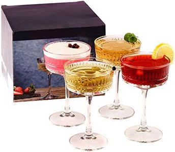 GOSOYO Vintage Coupe Glasses Set of 4, Champagne, Cocktail, Martini, Wine Glasses, Long Stem Glassware (8.8oz/260ml) (4 Pcs)