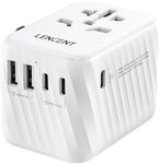 LENCENT Universal Travel Adapter, International AC Plug Power Adaptor with 5.6A 3 USB C 2 USB A Ports Wall Charger Worldwide Travel Essentials for AU to US EU UK Ireland Bali(Type C/G/A/I) Black