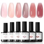 Modelones Jelly Gel Nail Polish, 6 Colors Nude Gel Polish Milky White Pink Red Gel Neutral Nail Art Design Translucent Gel Nail Kits Soak Off LED Nail Gel Manicure DIY Salon