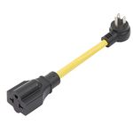 Angled Heavy Duty [4-in-1] 12AWG 15A/125V Household AC Plug to 20 Amp T Blade Adapter Cable,5-15P to 5-20R,5-15P to 6-15R,5-15P to 6-20R, Indoor/Outdoor Adapter