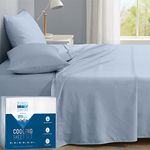 Degrees of Comfort Coolmax Cooling Sheets | Queen Size Bed Sheet Set for Hot Sleepers | Soft Fabric with Deep Pocket 4PC - Light Blue