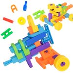 Building Blocks Toy Pipe Tubular Spout Construction 216 PCS Fun Educational Building Construction Toys with Wheels, Parts for Kids Boys Girls Ages 3+