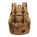 AUGUR High Capacity Canvas Vintage Backpack - for School Hiking Travel 12-15.6" Laptop Backapcks for men Casual Daypacks (Larger-khaki)