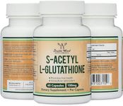 S-ACETYL L-GLUTATHIONE CAPSULES - 100MG, 60 COUNT (ACETYLATED GLUTATHIONE ANTIOXIDANT - MORE ABSORBABLE THAN GLUTATHIONE AND LIPOSOMAL GLUTATHIONE, NON-GMO AND GLUTEN FREE)