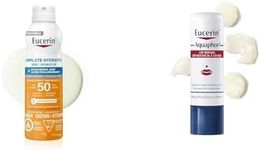 Eucerin Sun Complete Hydration Sunscreen Spray for Body SPF50 | Sunscreen Spray with Hyaluronic Acid & AQUAPHOR Lip Balm Repair Stick for Dry, Chapped and Cracked Lips, 4.8g | Aquaphor Lip Repair