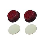 Stick-on Mini Round License Plate Reflectors - Safety Adhesive Backed Reflector Quick Mount for Motorcycle Rear Fender, Trailers Fence, Gate Posts (Pack of 2)