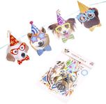 MEANT2TOBE 12 Pieces Dog Birthday Banner - Multicolor - Dogs in Glasses - Dog Birthday Decorations - Pet Party Decor and Supplies - Adjustable, Colorfast, Reusable - Dog Party - DIY Assembly (12"Lx9"W)