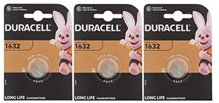 3X Duracell 1632 Lithium (3 Blister Pack of 1 Battery) 3 Batteries