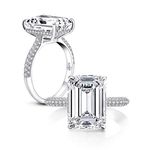 AINUOSHI 6 Carats Emerald Cut Cubic Zirconia CZ Rhodium Plated/Rose Gold Sterling Silver Simulated Diamond Wedding Engagement Ring(White 6.5)