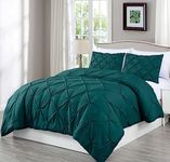 Chezmoi Collection Berlin 3-Piece Pintuck Pinch Pleat Bedding Comforter Set (Full, Teal)