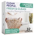 Clean People Laundry Detergent Sheets - Recyclable Packaging, Hypoallergenic, Stain Fighting - Ultra Concentrated, Laundry Soap - Fresh Scent, 32 Pack