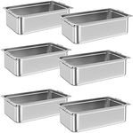 RIEDHOFF 6 Pack Table Pan, 6-inch Deep, Food Grade Stainless Steel Pan Set with Handles for Catering &Party