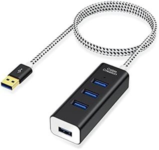 CableCreation 4-Port USB 3.0 Hub with 4.9ft Extension Cable - 5Gbps Data Rate for MacBook Pro, iMac, PC, Laptop, USB Flash Drives, Surface Pro, XPS - Aluminum Black, 1.5M