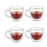 FYUGO Double Wall Glass Coffee Mugs | Heat Resistance Borosilicate Clear Insulated Glasses for Cappuccino Cups, Latte Cups, Beverage Glasses, Hot Beverages (250ML)(4)